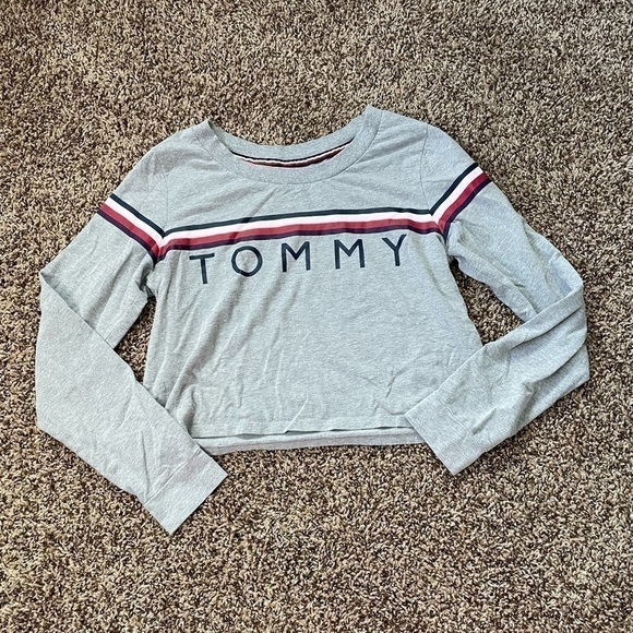 Tommy Hilfiger Tops - Tommy Hilfiger size medium gray long sleeve crop top